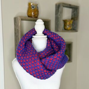 J Crew Infinity Scarf Red Blue Wool Cashmere